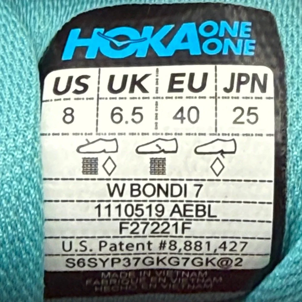 Hoka One One Bondi 7 Womens Running Shoes Teal Aqua Blue Sneakers 1110519 AEBL